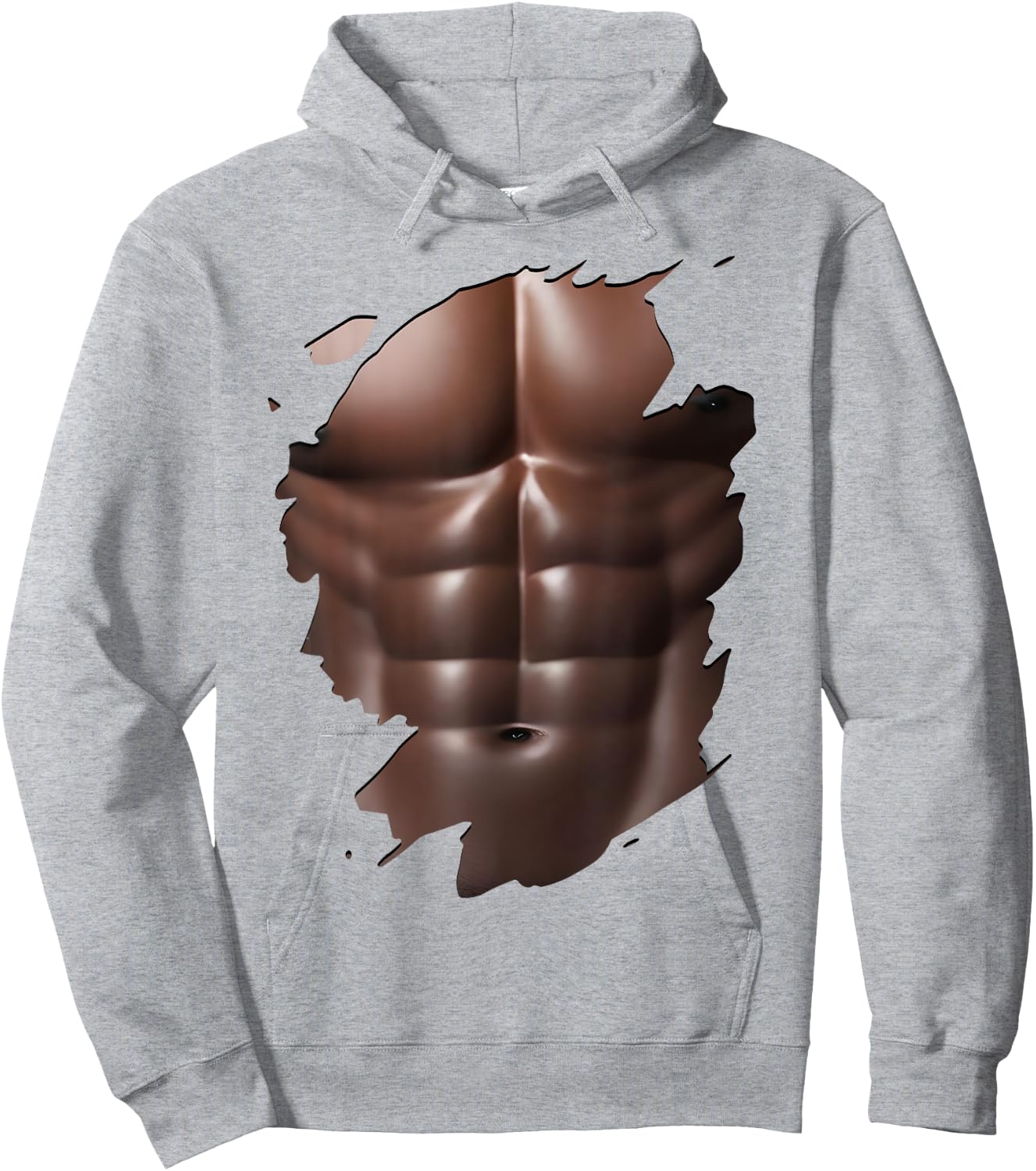 Funny Six Pack Abs Black Men's Body Print Hoodie - Hoodie | Ash