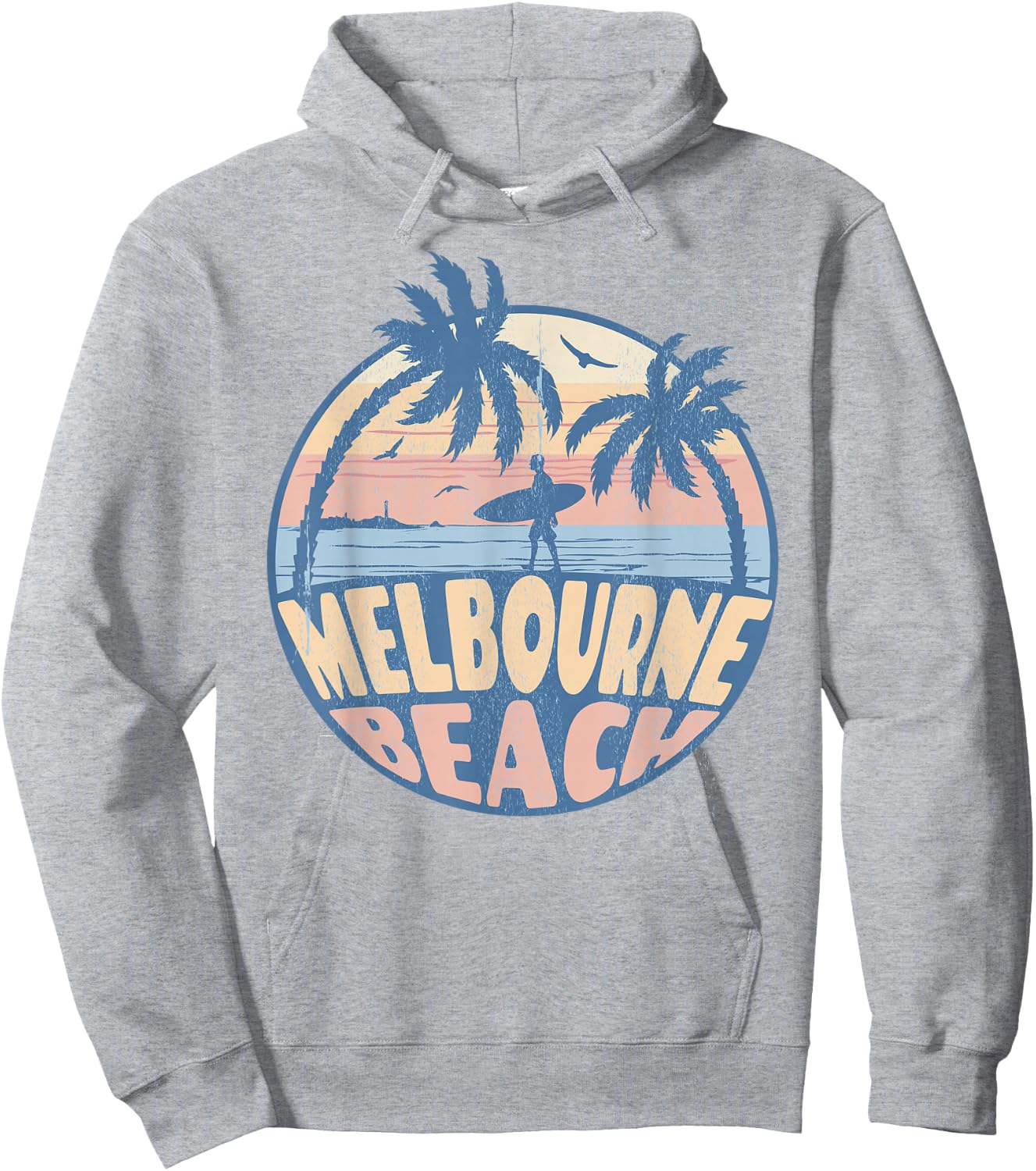 Melbourne Florida Beach Surf Summer Vacation Vintage Hoodie - Hoodie | Ash