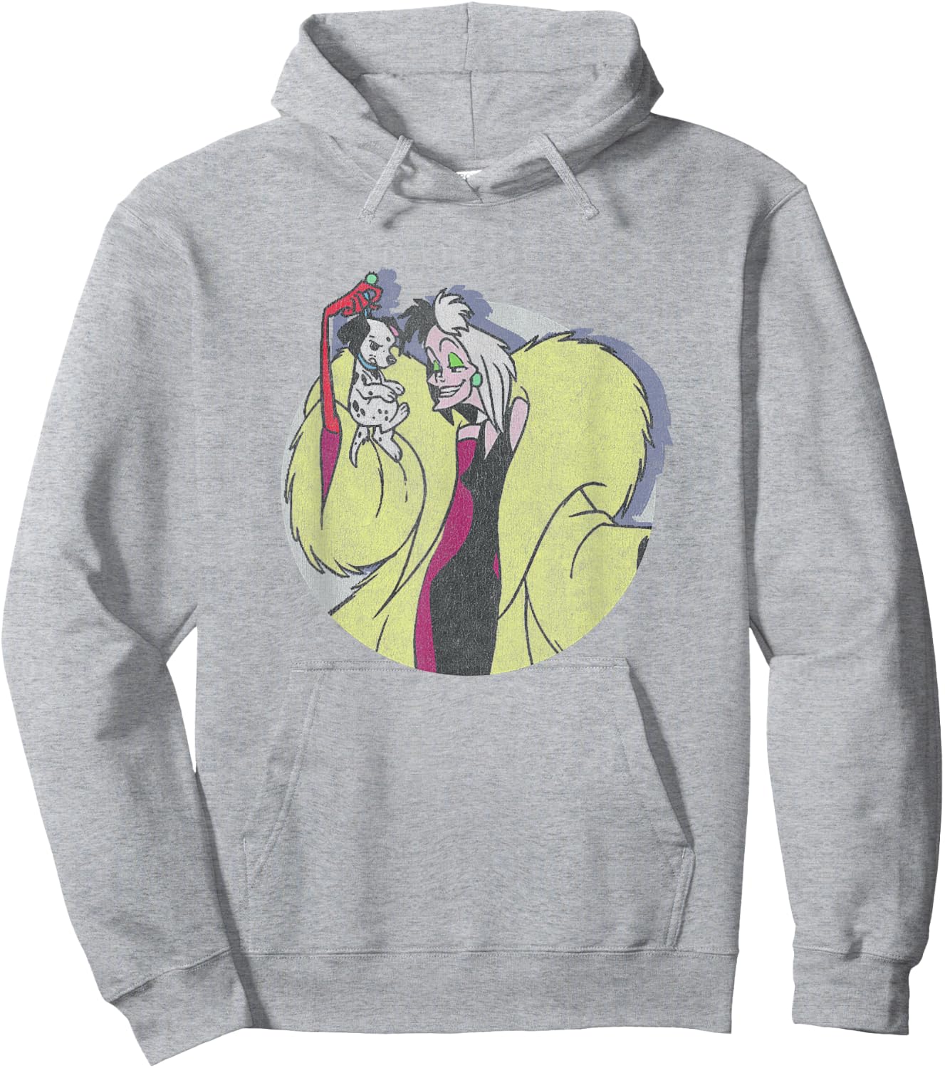 Disney 101 Dalmatians Cruella De Vil Holding Puppy Vintage Hoodie - Hoodie | Ash