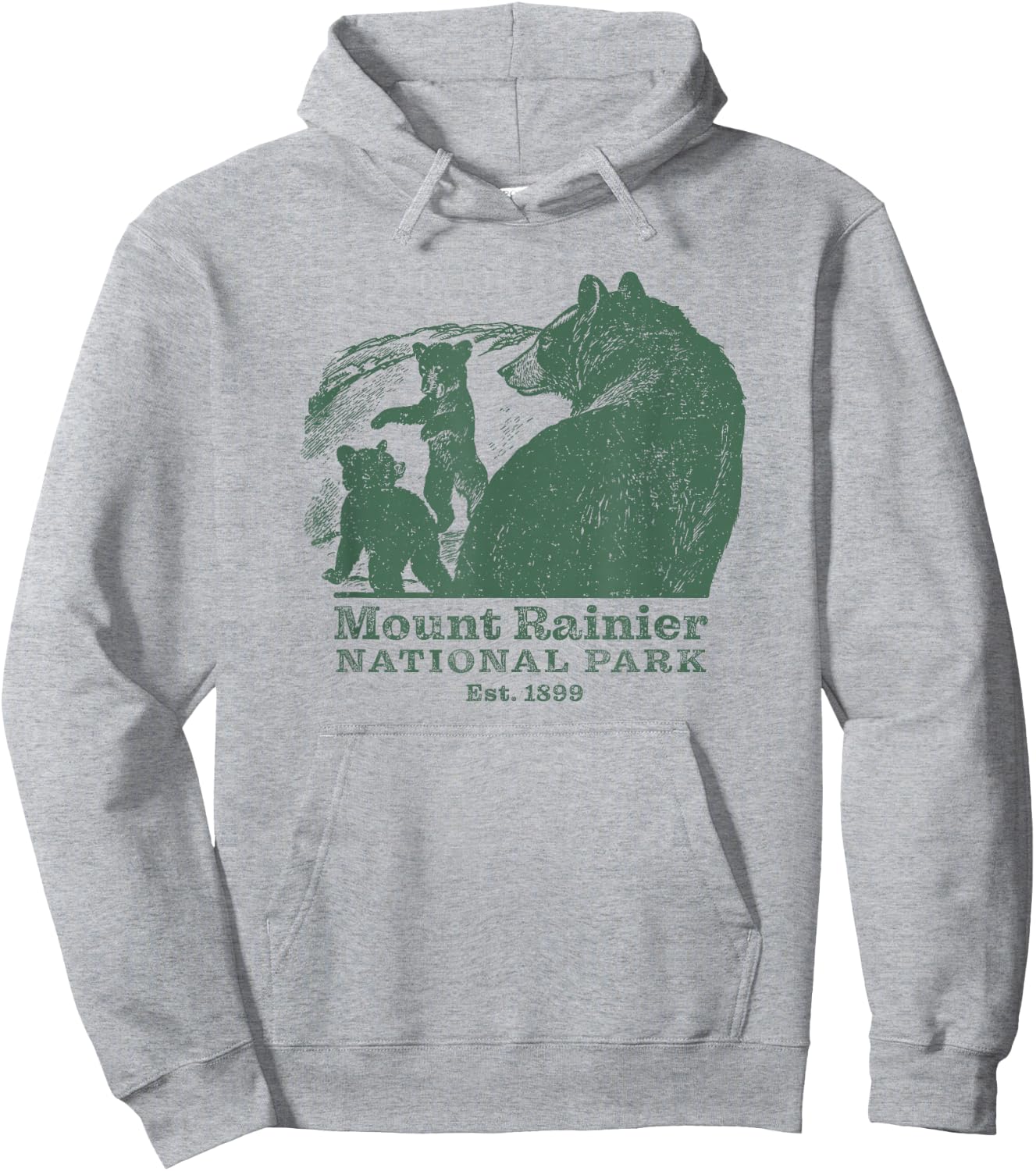 Mt. Rainier National Park Vintage Wildlife Bear Souvenir Hoodie - Hoodie | Ash