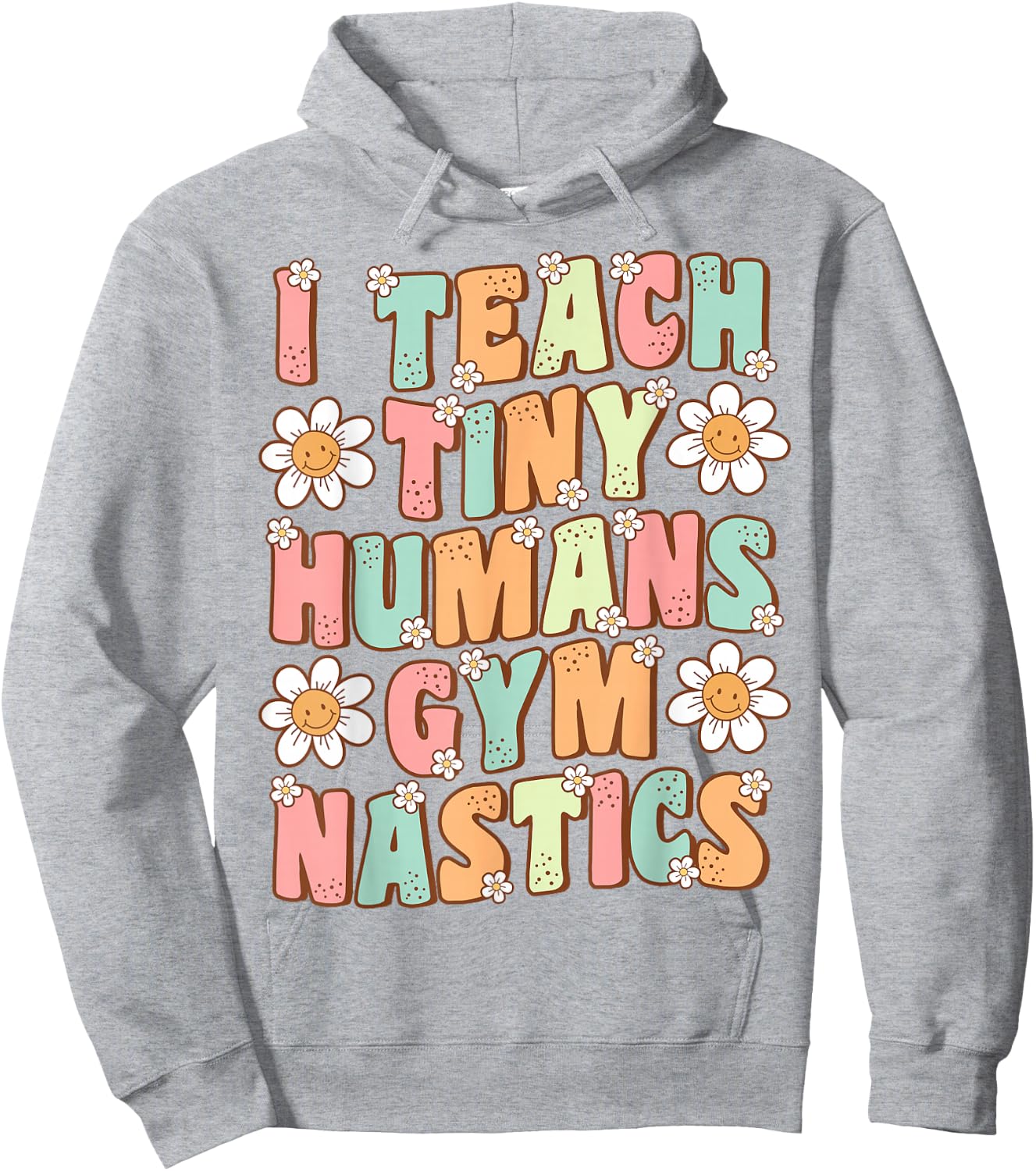I Teach Tiny Humans Gymnastics Coach Groovy Retro Gymnastics Hoodie - Hoodie | Ash