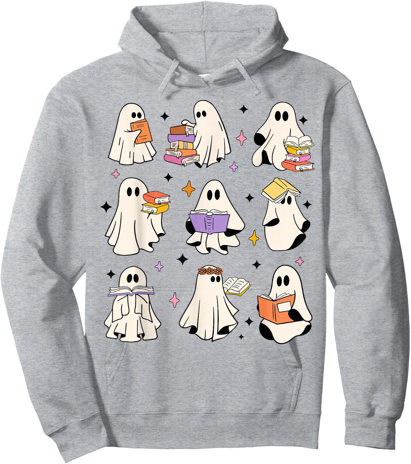 Ghosts Reading Books Teacher Halloween Librarian Boooks Women Kids Hoodie - Hoodie | Ash