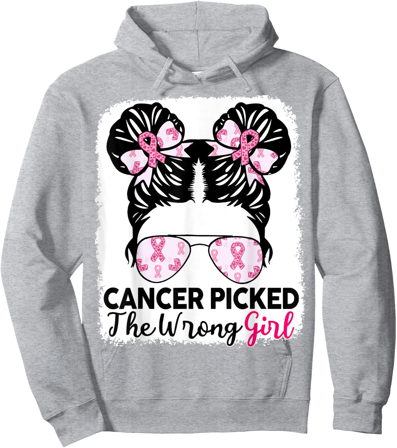 Breast Cancer Awareness Cancer Picked Wrong Girl Kids Youth Hoodie - Hoodie | Ash