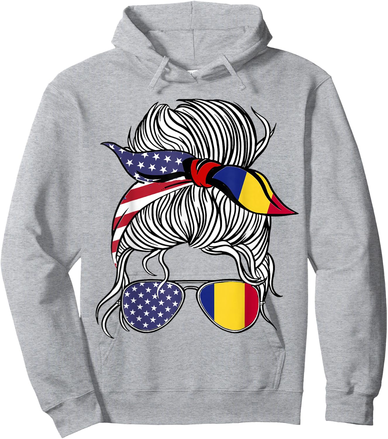 American Romanian Patriot Flag Women Girl Romania Grown Hoodie - Hoodie | Ash
