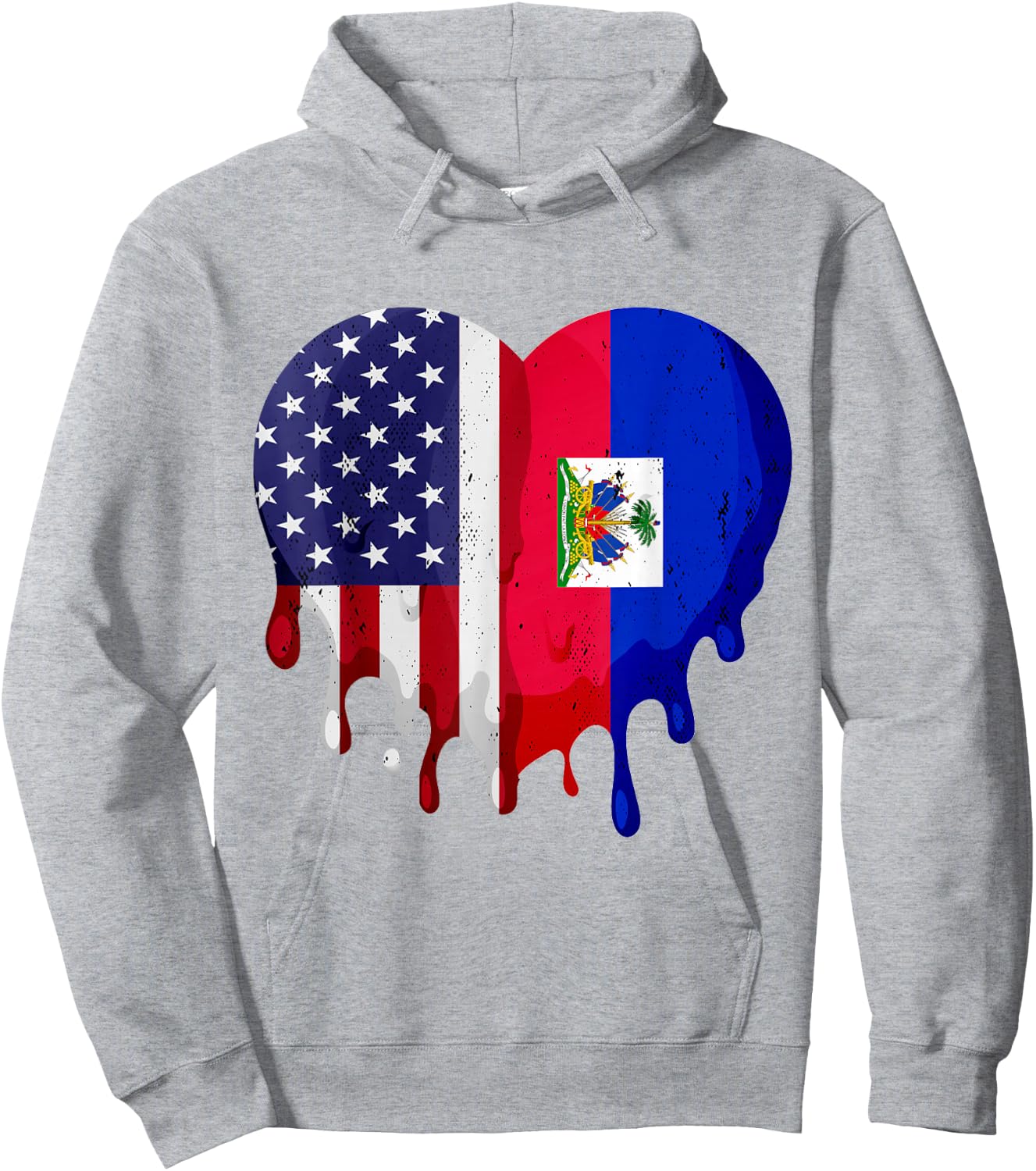 American Haitian Hispanic Heritage Month Flag Heart Hoodie - Hoodie | Ash