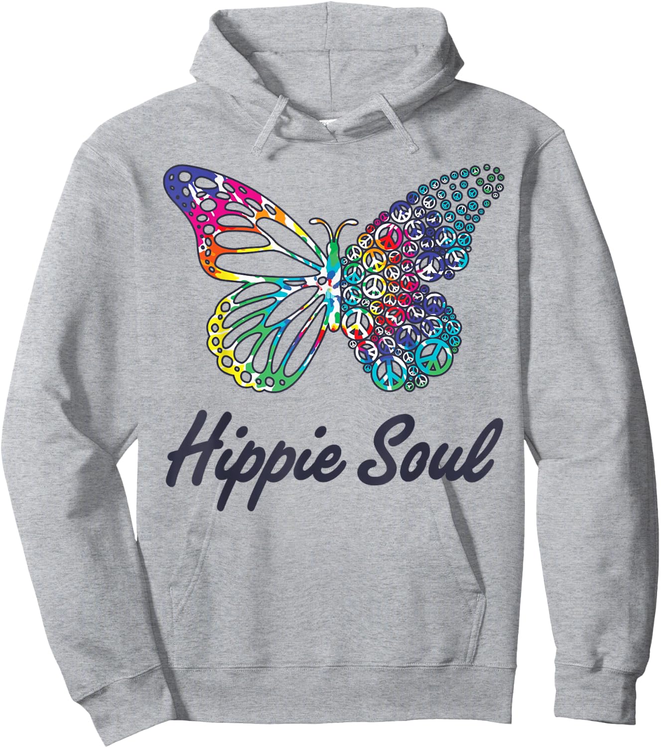 Hippie Soul Butterfly Peace Sign Retro 60s 70s Groovy Women Hoodie - Hoodie | Ash