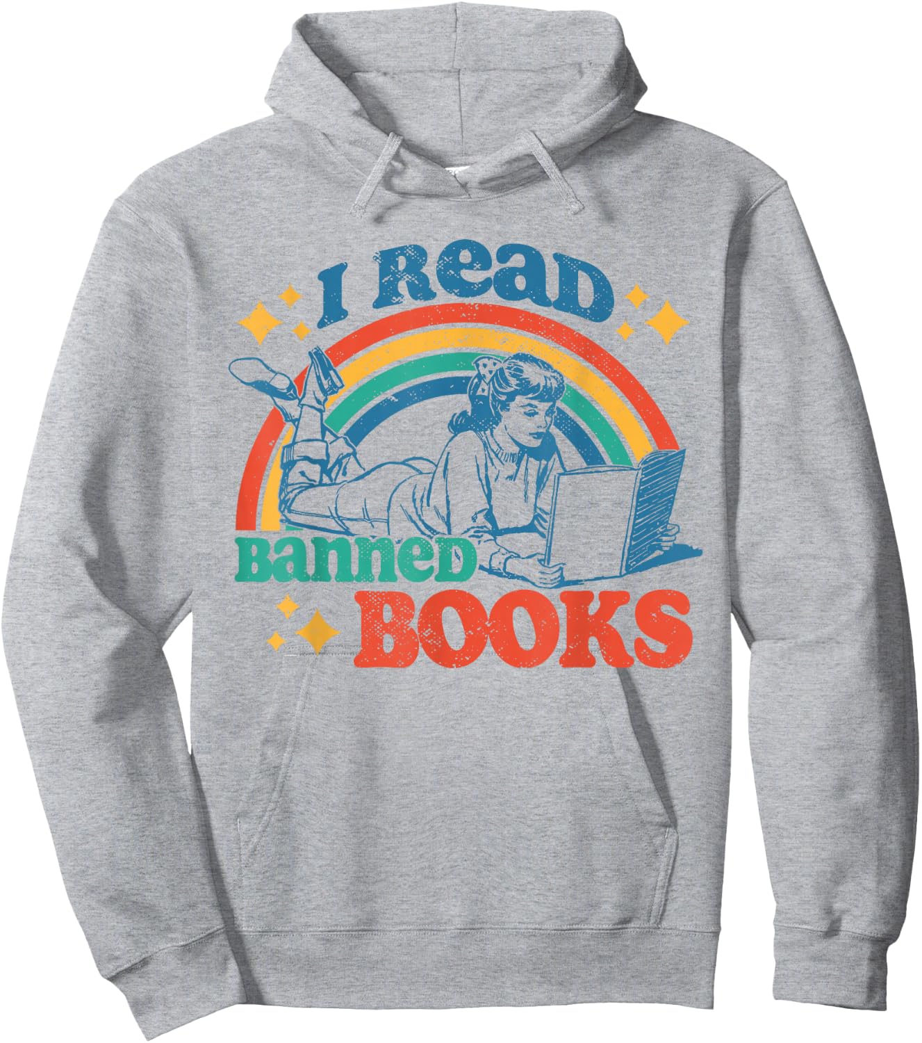 I Read Banned Books Funny Book Lover Retro Reading Hoodie - Hoodie | Ash