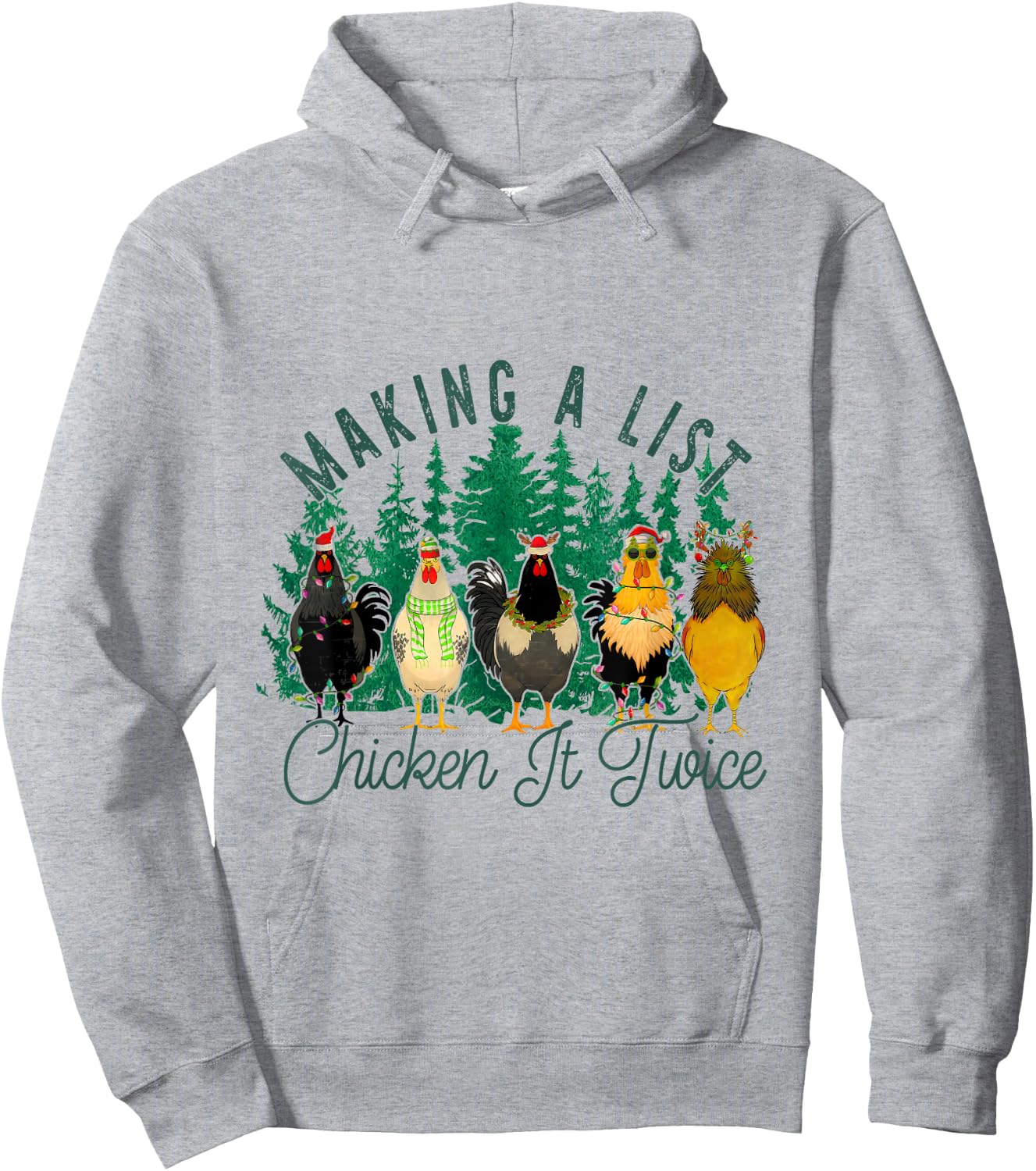 Making A List And Chicken It Twice, Christmas Farm Chicken Hoodie - Hoodie | Ash