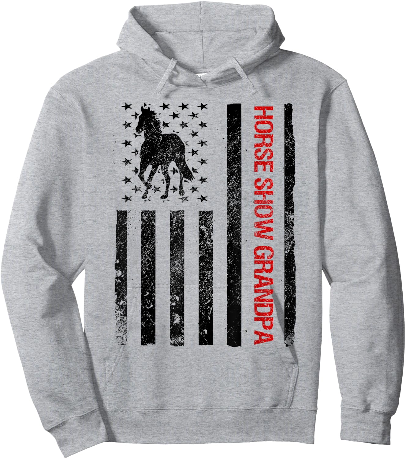 Funny Horse Show Grandpa American USA Flag Kids Men Hoodie - Hoodie | Ash