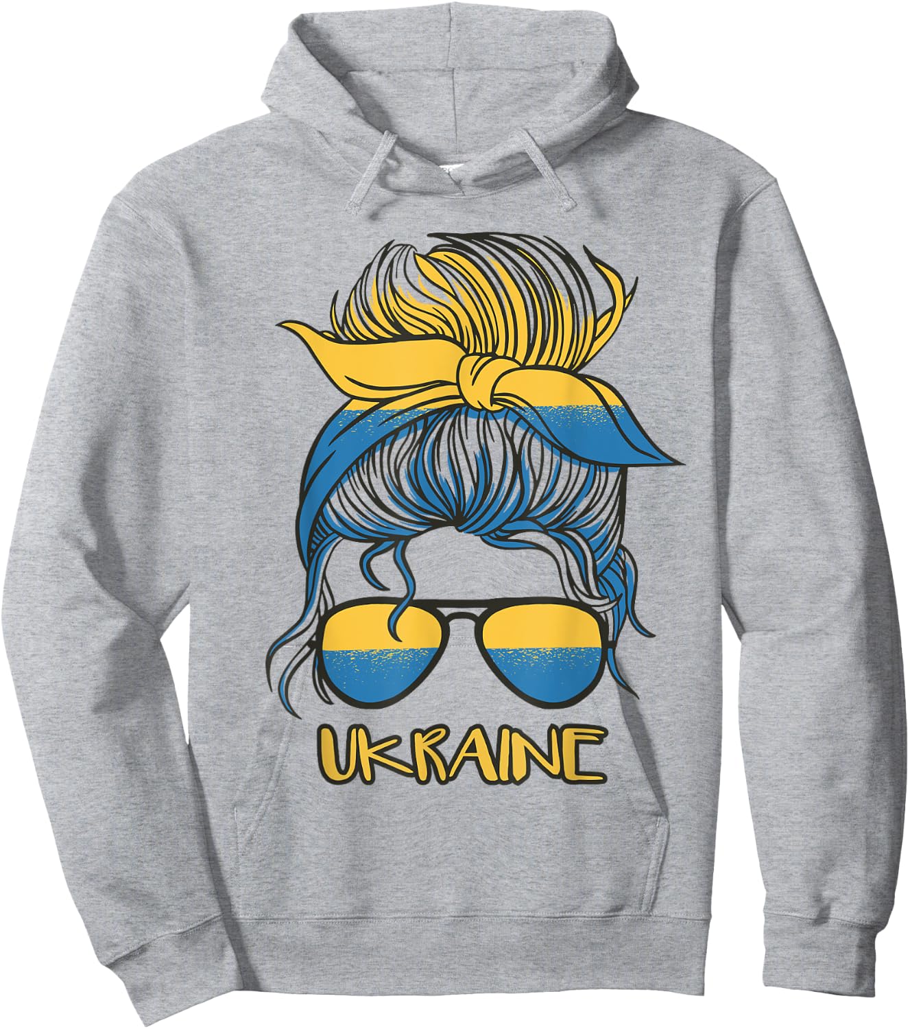 Messy Bun Hair Ukrainian Flag Girl Ukraine Hoodie - Hoodie | Ash