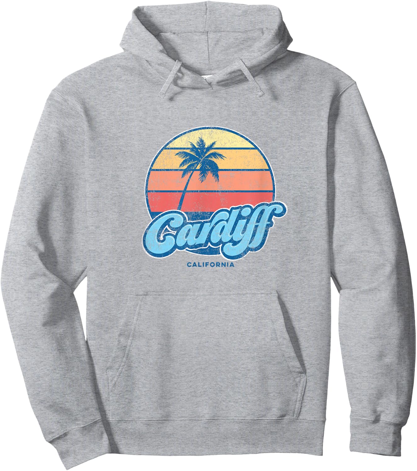 Vintage Cardiff California CA Classic 70s Retro Surfer Hoodie - Hoodie | Ash