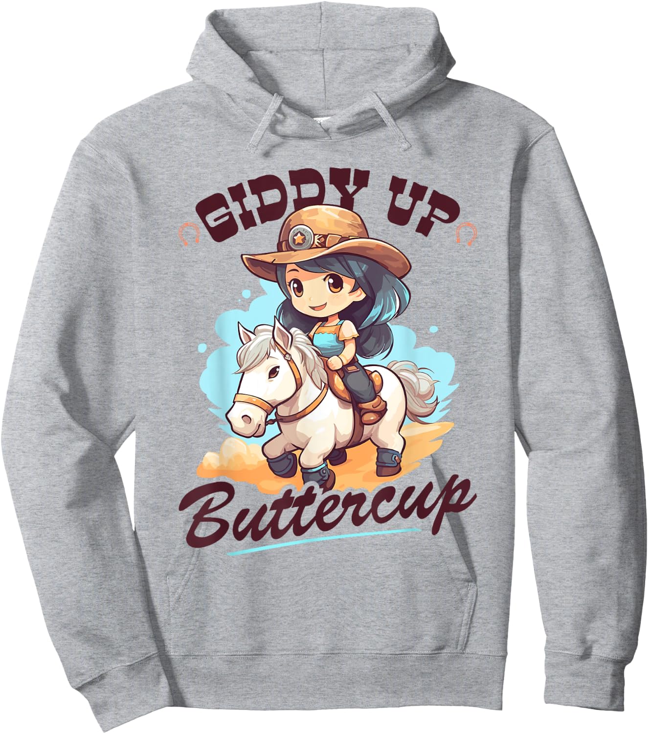 Giddy Up Buttercup, Country Rodeo Girl Toddler Cowgirl Hoodie - Hoodie | Ash