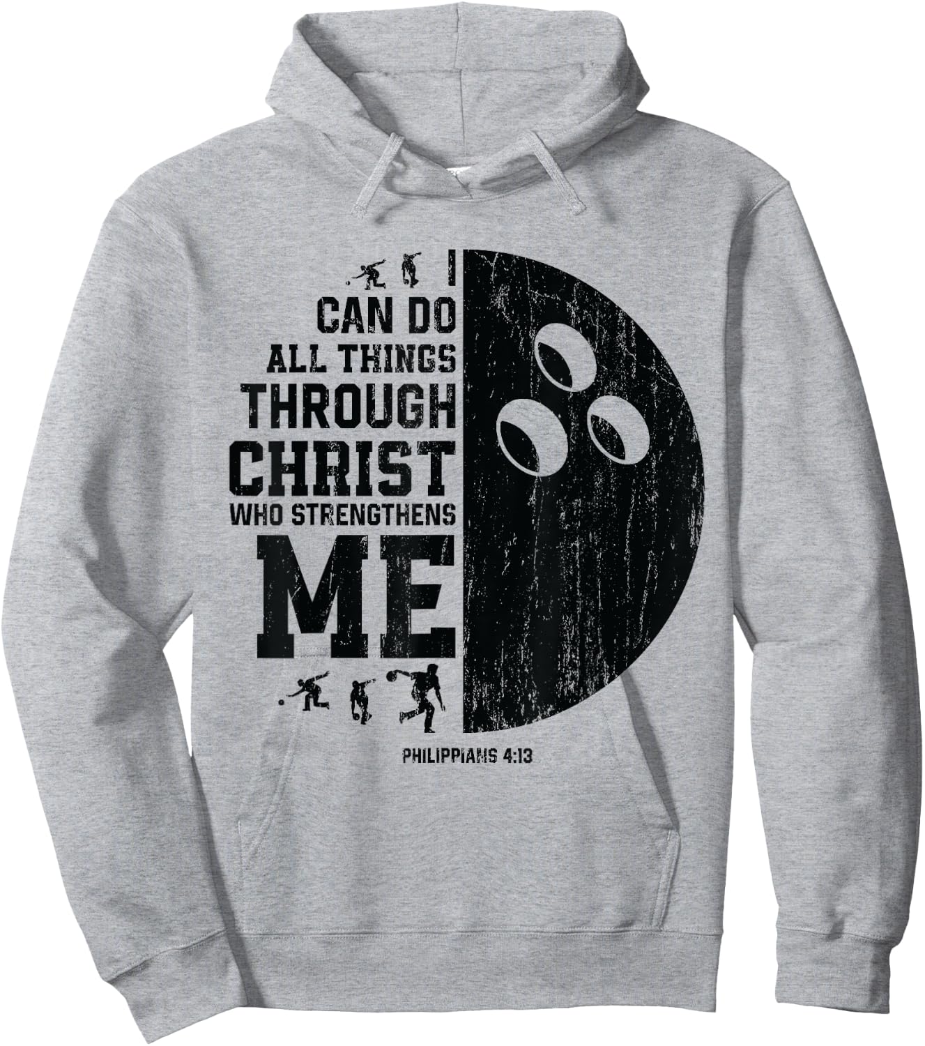 Christ Strengthens Me - Religious Christian Bowling Hoodie - Hoodie | Ash