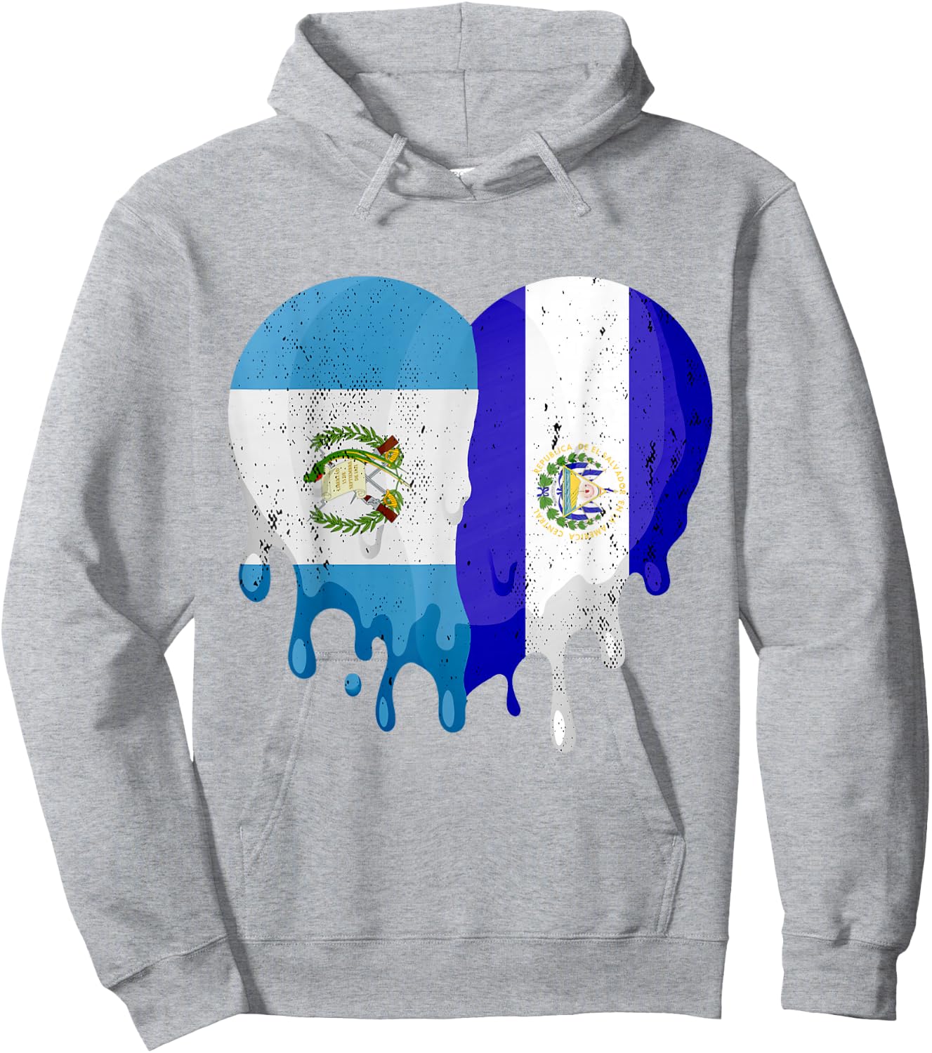 Guatemala El Salvador Flag Heart Grown Patriot Country Hoodie - Hoodie | Ash