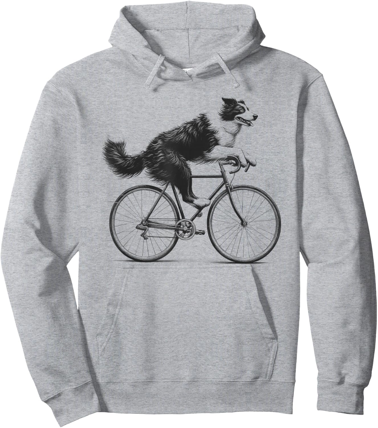 Border Collie Dog Riding a Bike Bicycle Biker Cycling Men Women Kids Hoodie - Hoodie | Ash