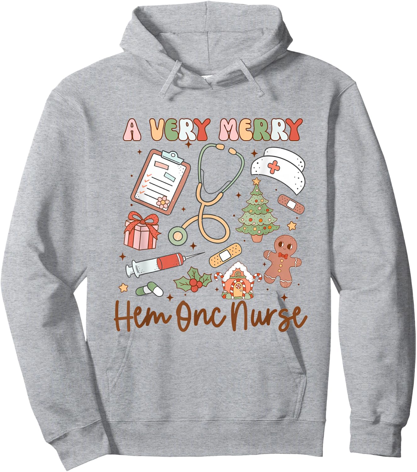 A Very Merry Hem Onc Nurse Christmas Hematology Oncology Hoodie - Hoodie | Ash
