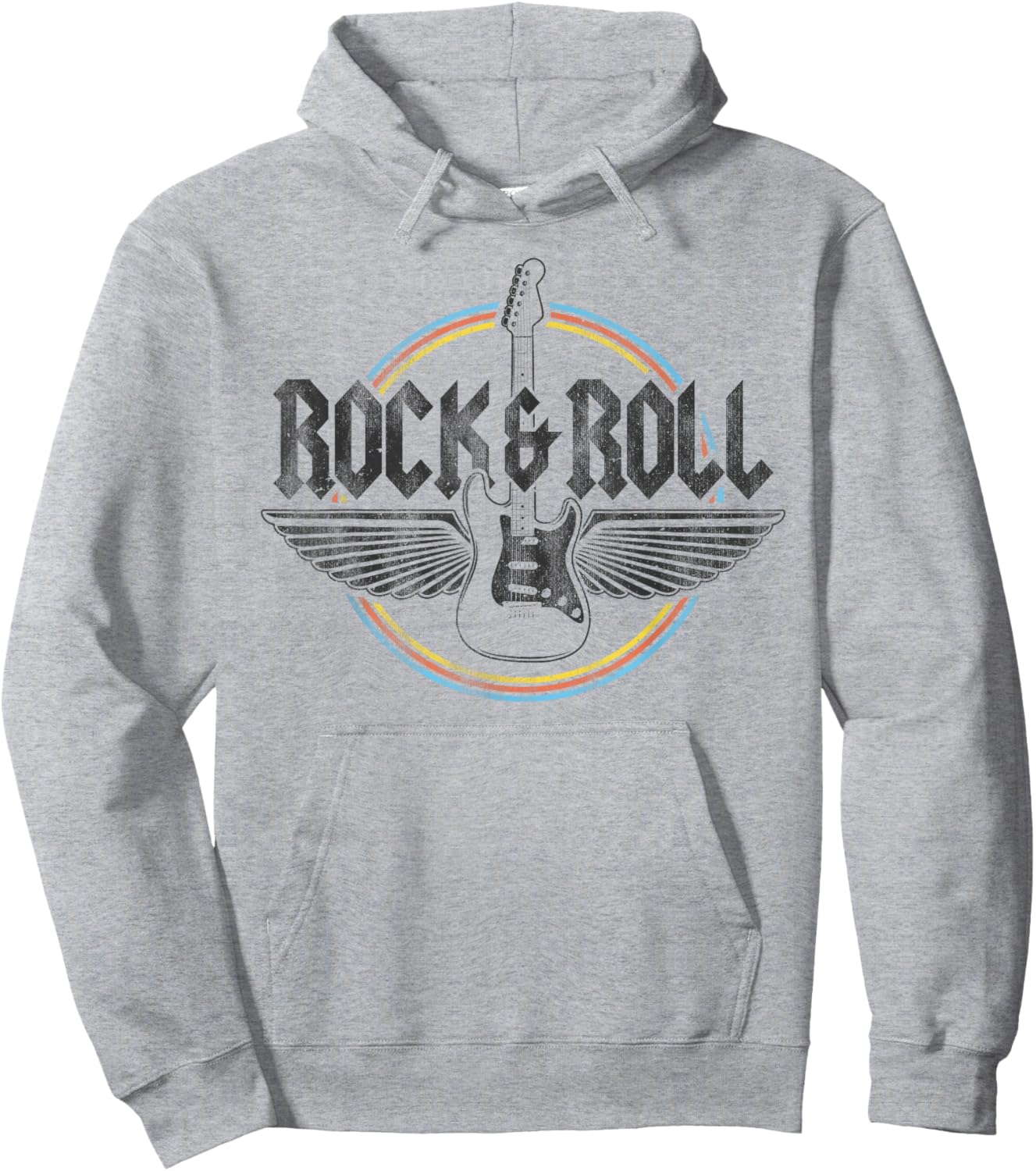 Retro Vintage Rock & Roll Guitar Wings Music Concert Band Hoodie - Hoodie | Ash