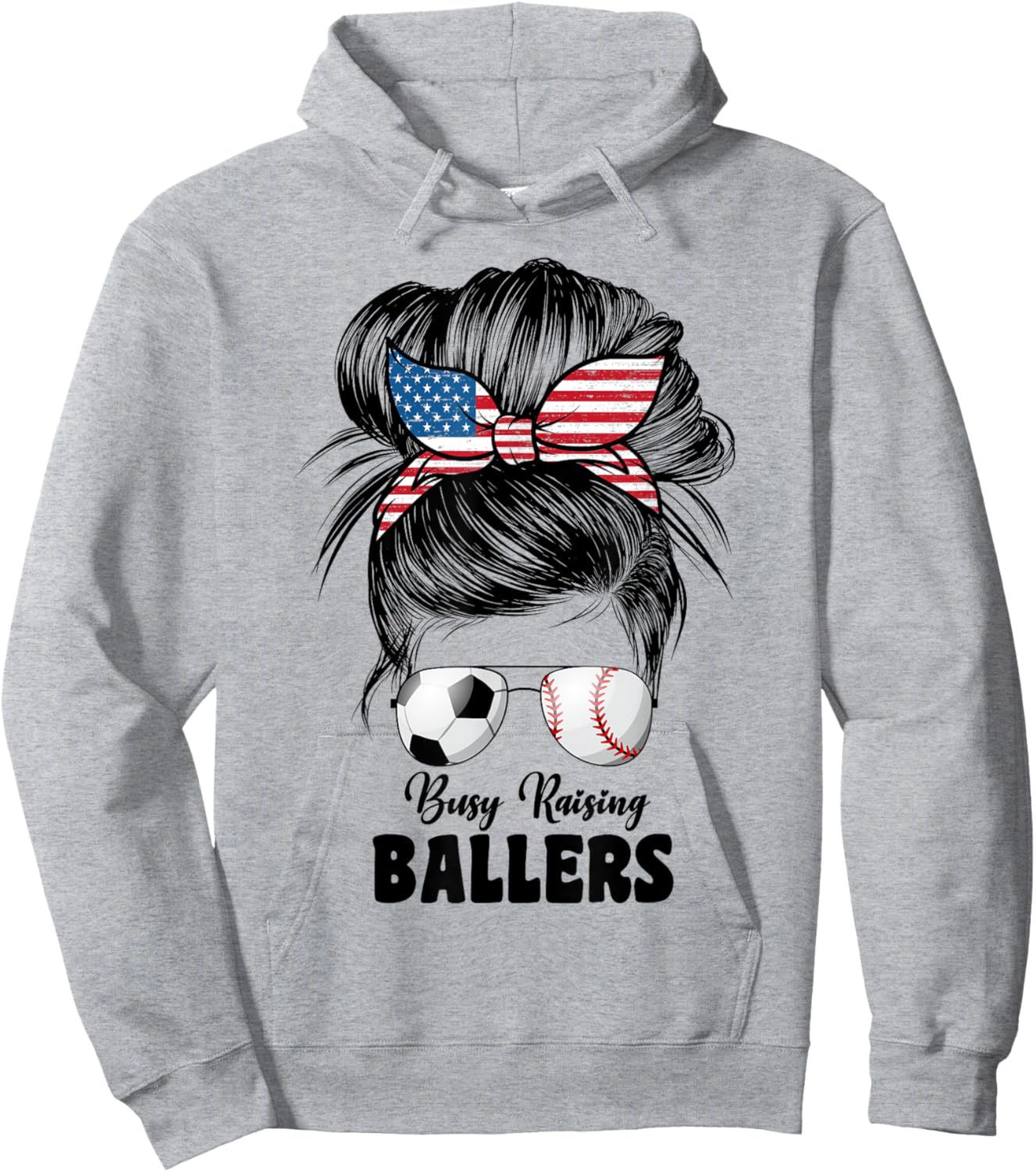Busy Raising Ballers Soccer And Baseball Mama Mom Hoodie - Hoodie | Ash