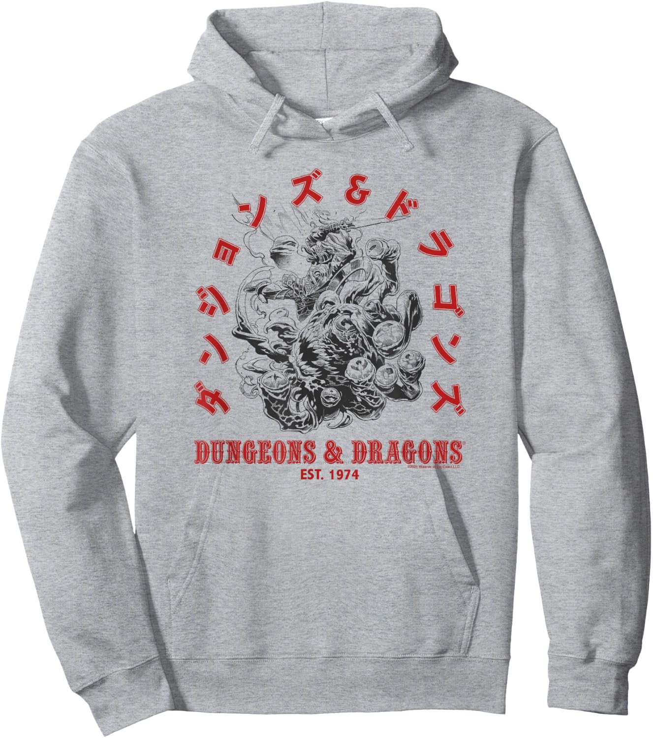 Dungeons & Dragons Japanese Font Est. 1974 Beholder Fight Hoodie - Hoodie | Ash