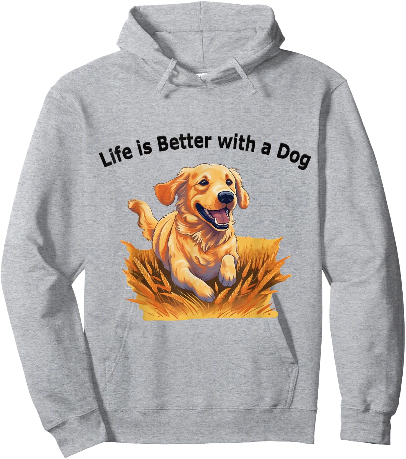 "Life is Better with a Dog" Golden Retriever for Dog Lovers Hoodie - Hoodie | Ash