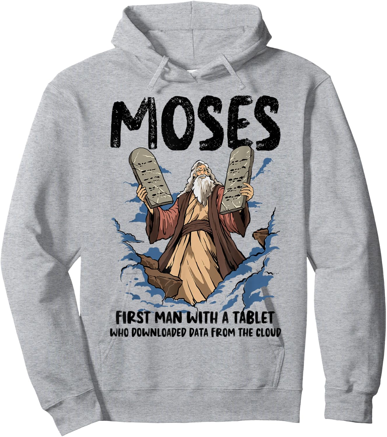 Funny Moses Shirt Christian Humor Bible Gospel Data Cloud Hoodie - Hoodie | Ash