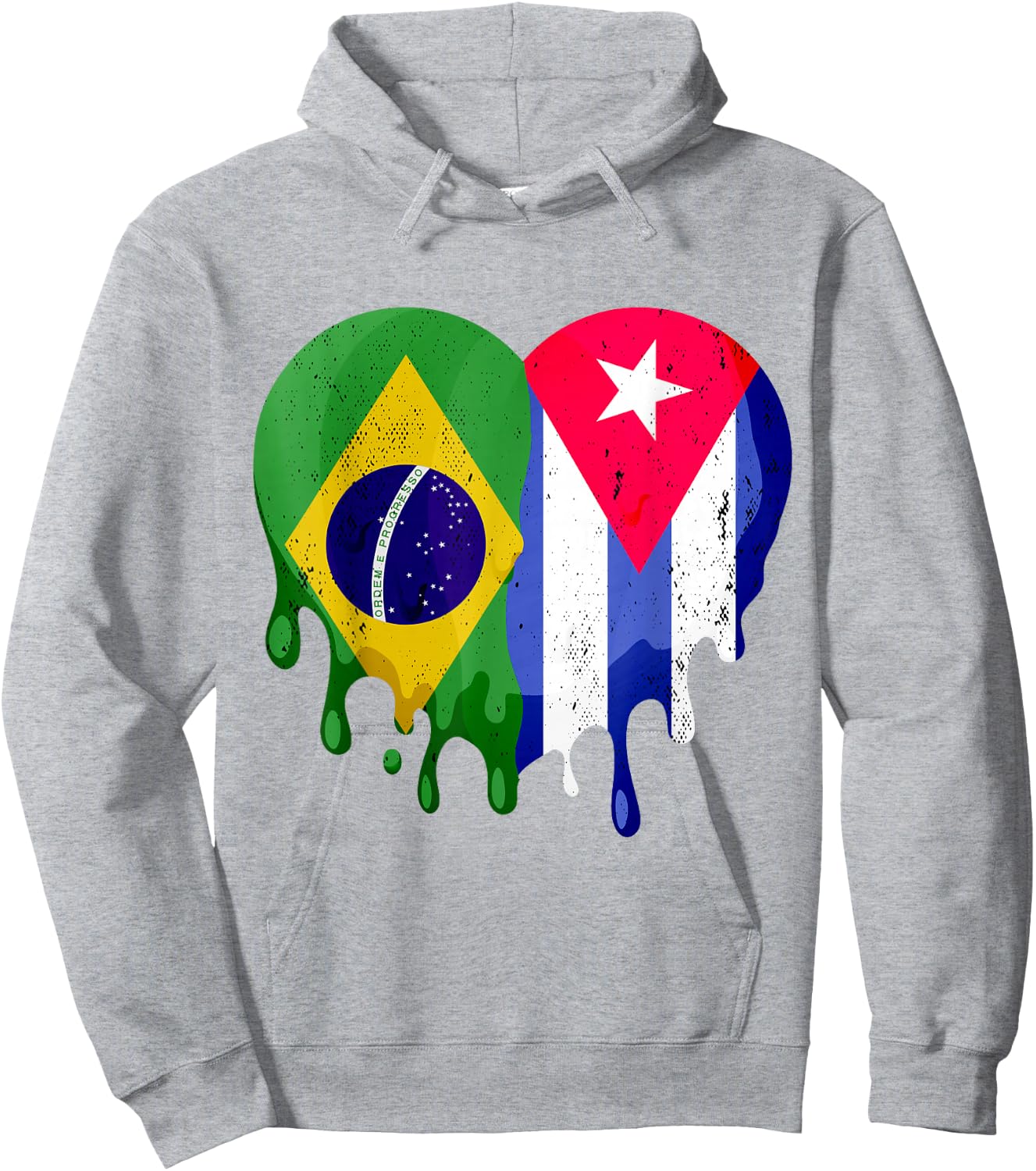 Brazil Cuba Flag Heart Citizen Grown Patriot Country Hoodie - Hoodie | Ash