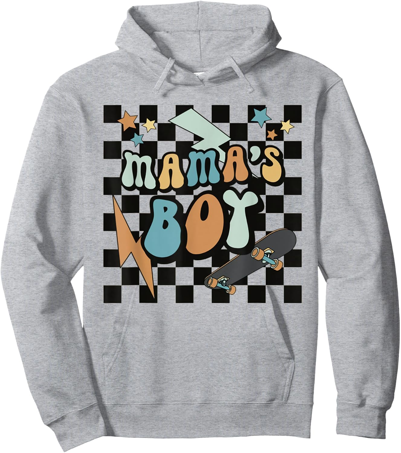 Groovy Mama's Boy Cute Retro Skater Toddler Kids Hoodie - Hoodie | Ash