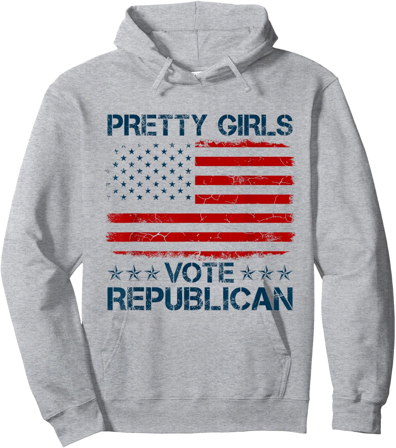 Pretty Girls Vote Republican American Flag Funny Patriotic Hoodie - Hoodie | Ash