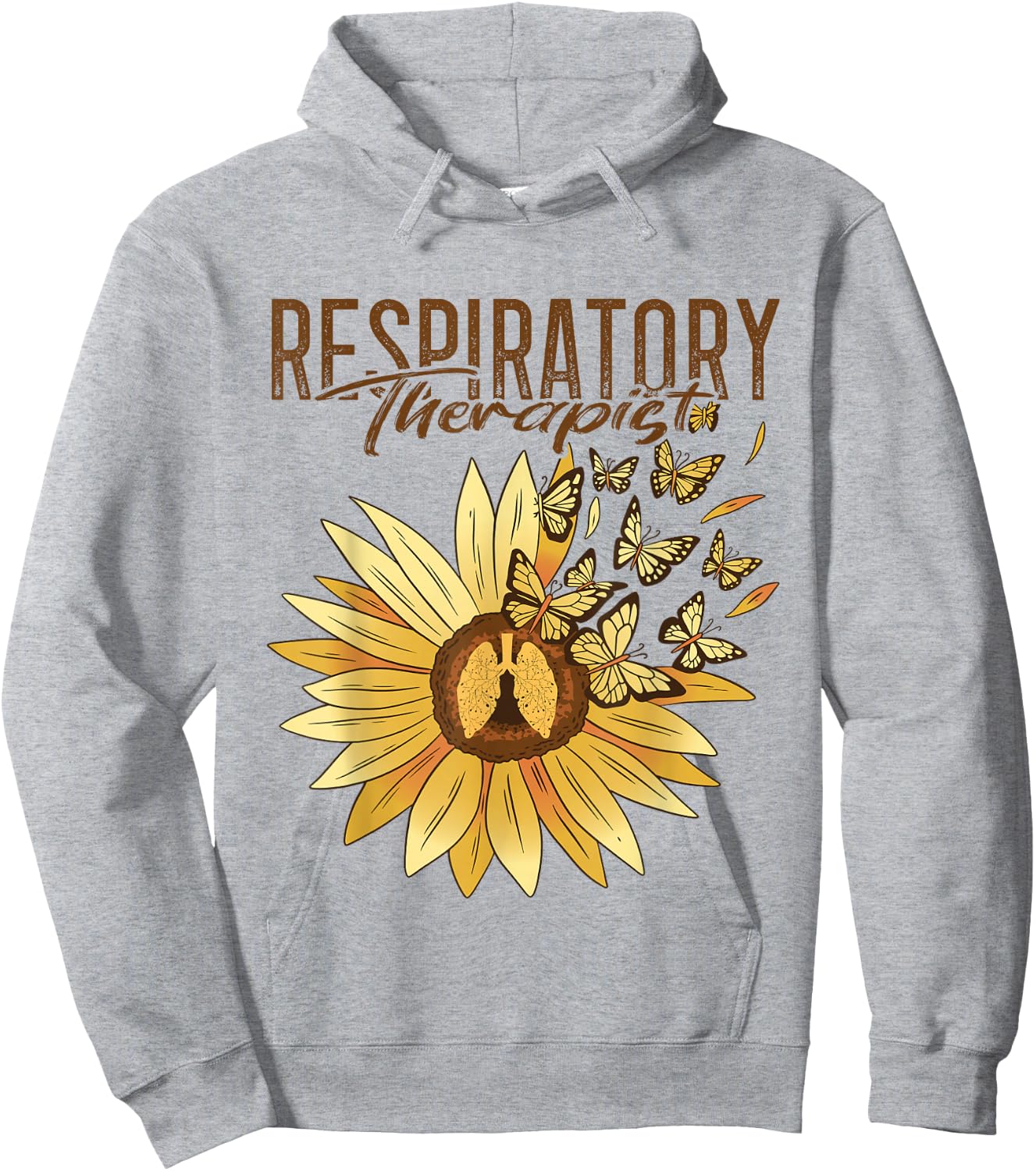 Respiratory Therapist Sunflower RT Lungs Respiratory Therapy Hoodie - Hoodie | Ash