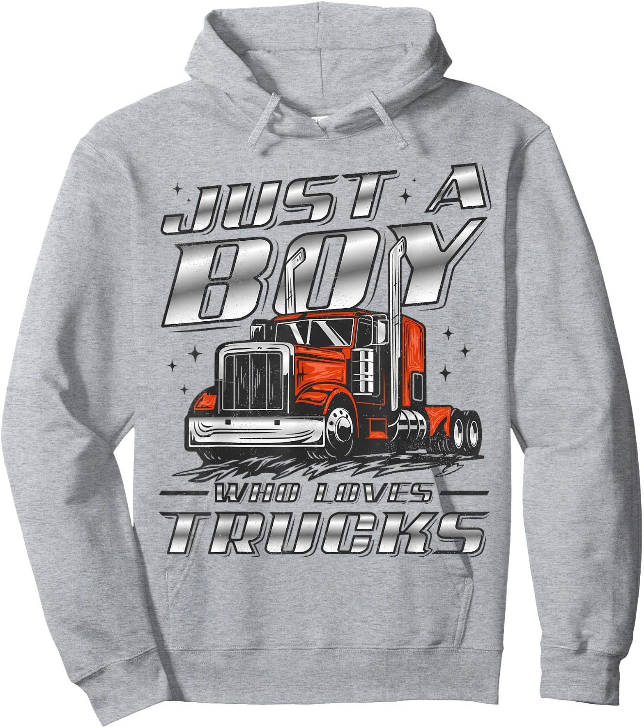 Just A Boy Who Loves Trucks Trucker Semi Truck Driver Funny Hoodie - Hoodie | Ash