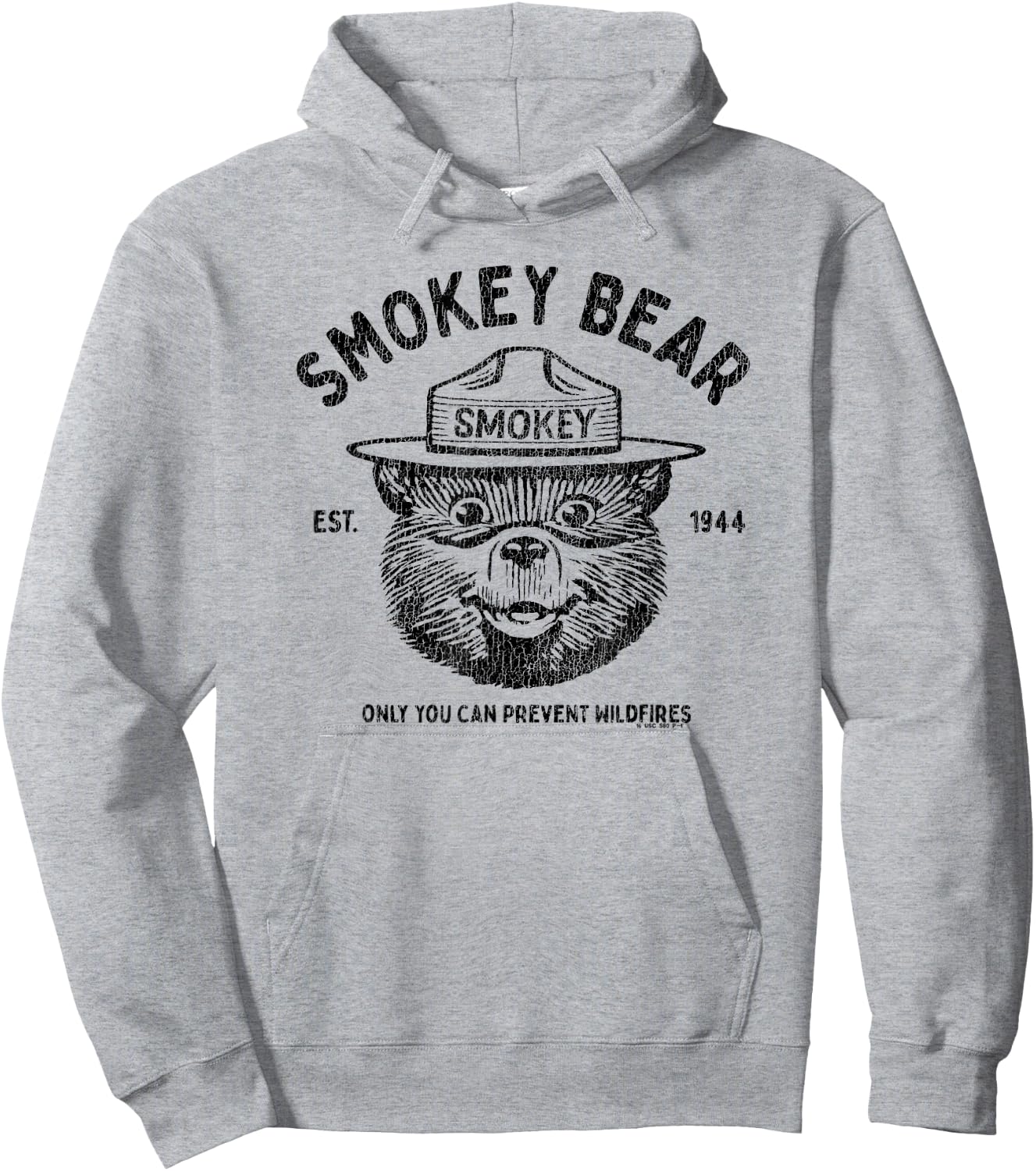 Vintage Smokey Bear Logo Only You Can Prevent Wildfires Hoodie - Hoodie | Ash