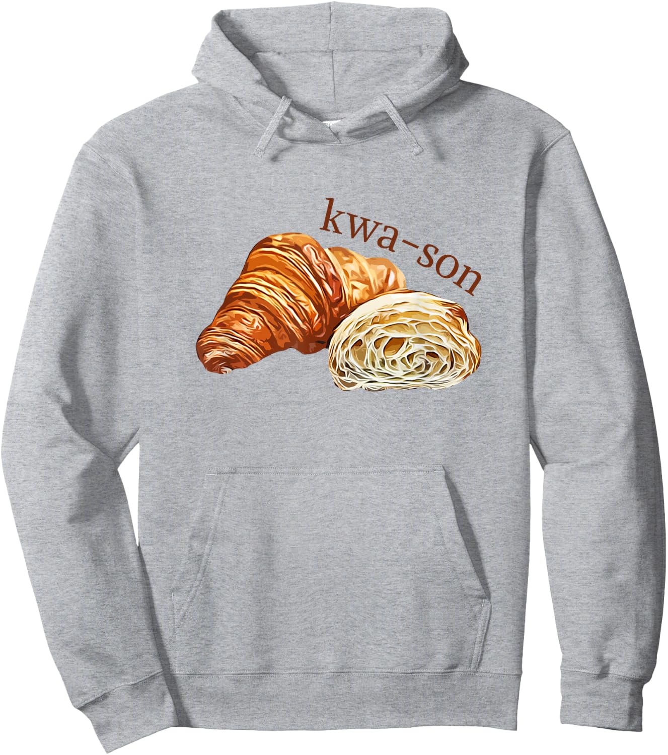 French Accents Apparel -Adults, -Kids Croissant Lover Kwa-Son Cute Funny Cotton Polyester Short Sleeve Hoodie - Hoodie | Ash