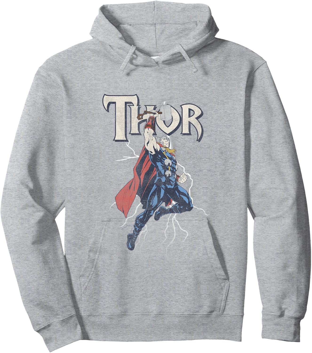 Marvel Comics Retro Classic Thor Flying Mighty Portrait Hoodie - Hoodie | Ash