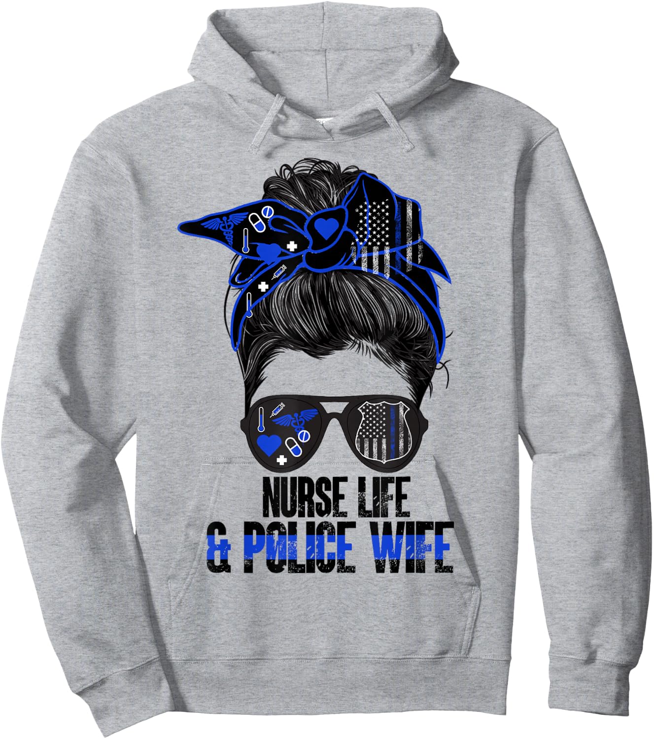 Nurse Life & Police Wife Nurse Police Officer Wife Nurse Hoodie - Hoodie | Ash