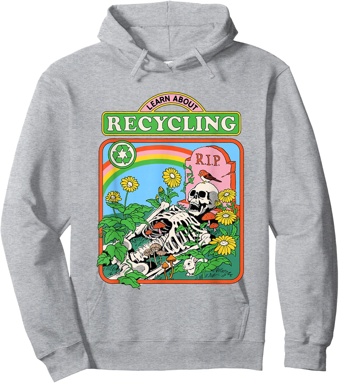 Steven Rhodes Learn Recycling Eco Skeleton Retro Dark Humor Hoodie - Hoodie | Ash