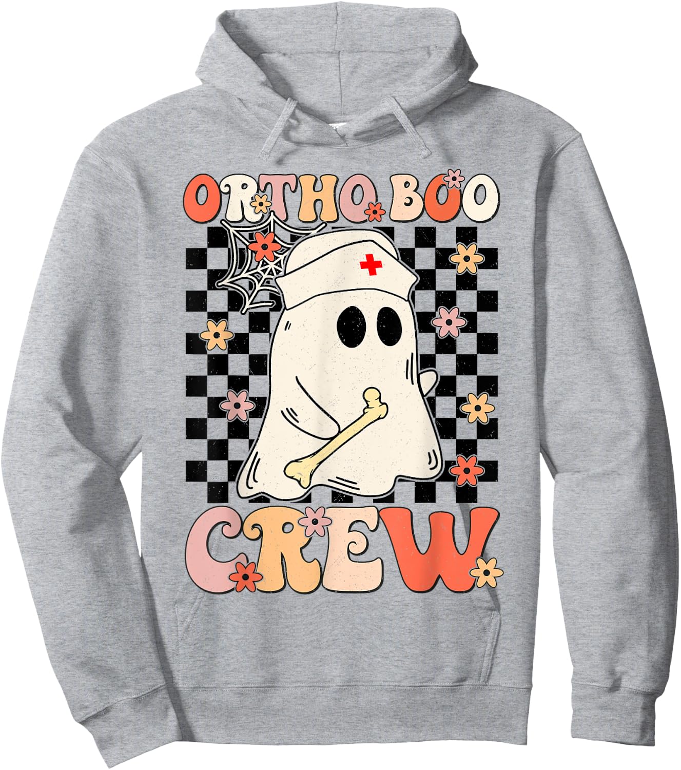 Ortho Boo Crew Ghost Pumpkin Orthopedic Nurse Halloween Hoodie - Hoodie | Ash
