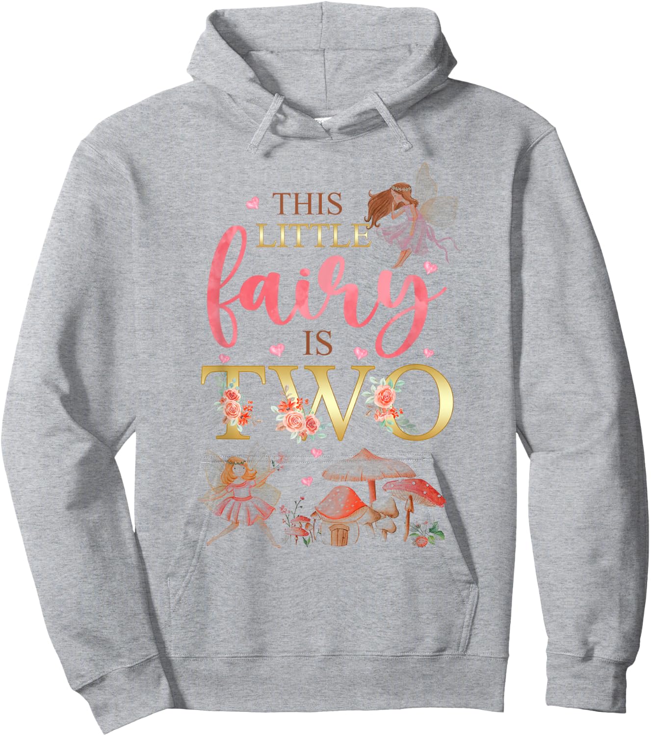 Wildflower Garden Fairy Floral 2nd Birthday Shirt Girl Hoodie - Hoodie | Ash