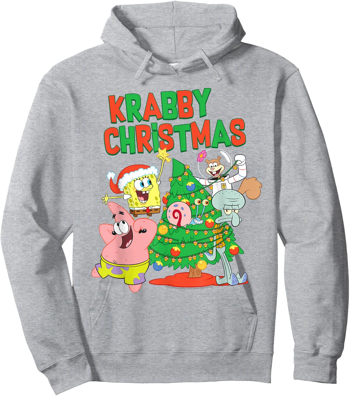 SpongeBob SquarePants Merry Christmas Tree Decorating Hoodie - Hoodie | Ash