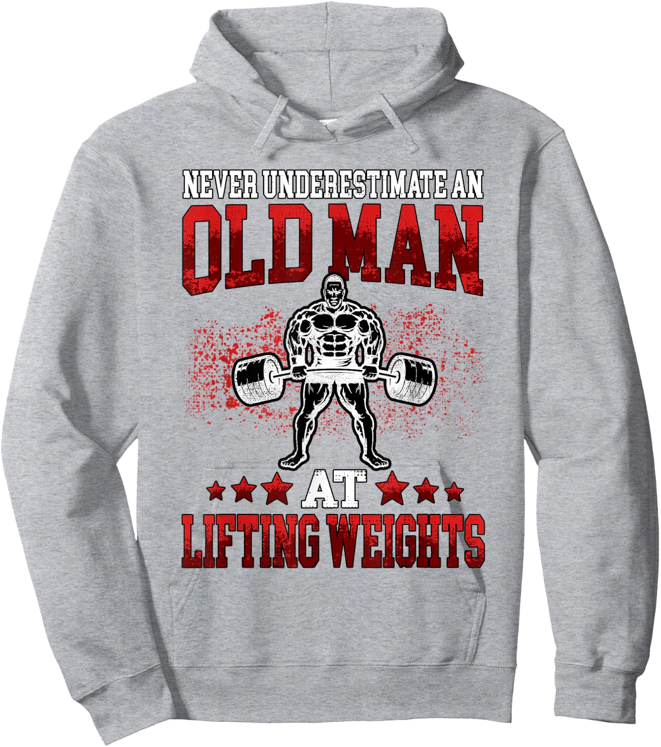 Fitness Old Man Pumping Gym Workout Gym Hoodie - Hoodie | Ash