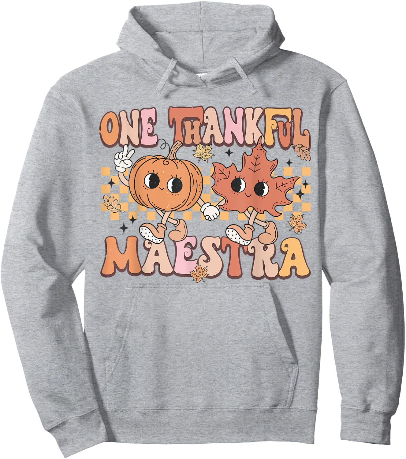 Retro Pumpkin One Thankful Maestra Fall Spanish Teacher Hoodie - Hoodie | Ash