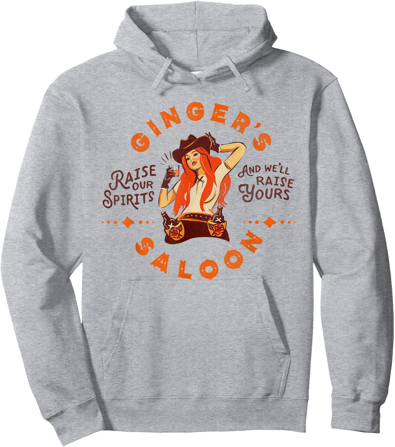 Gingers Saloon Vintage Whiskey Redhead Dive Bar Artist Gift Hoodie - Hoodie | Ash