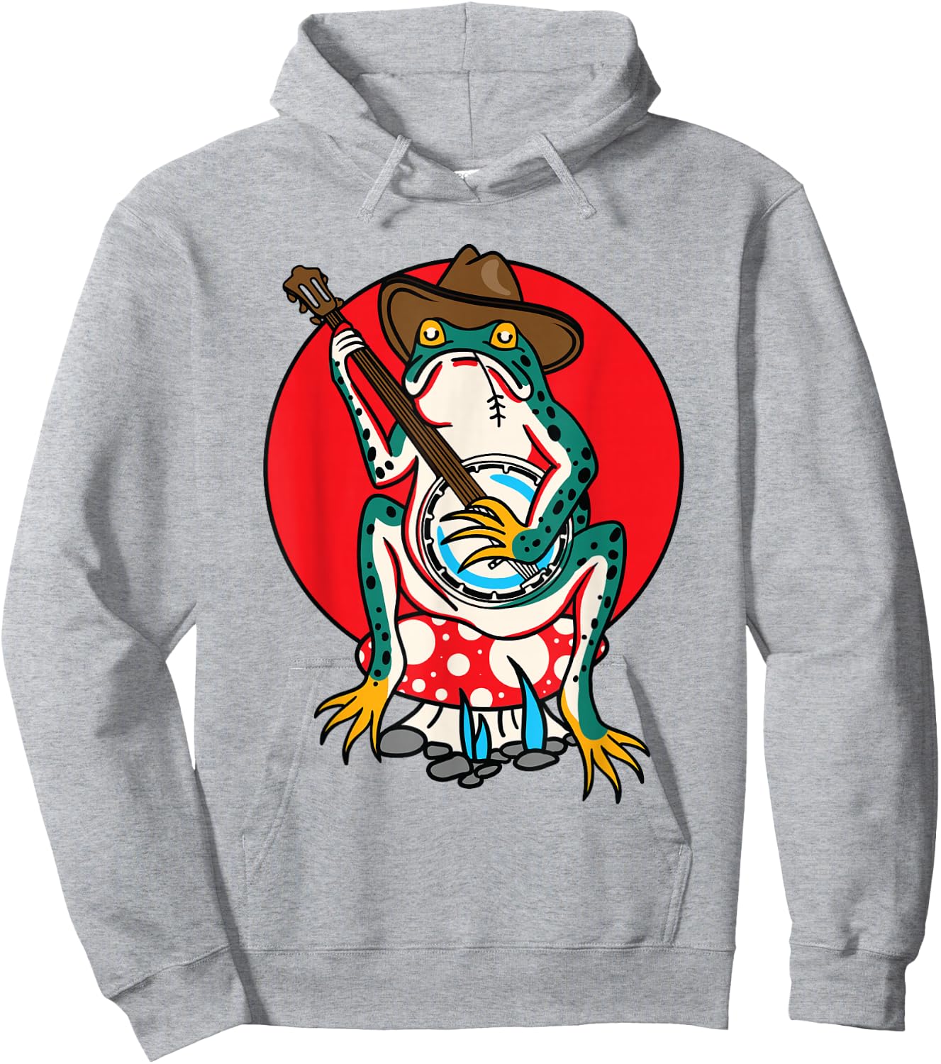 American Traditional Old School Tattoo Flash Frog Banjo Hoodie - Hoodie | Ash