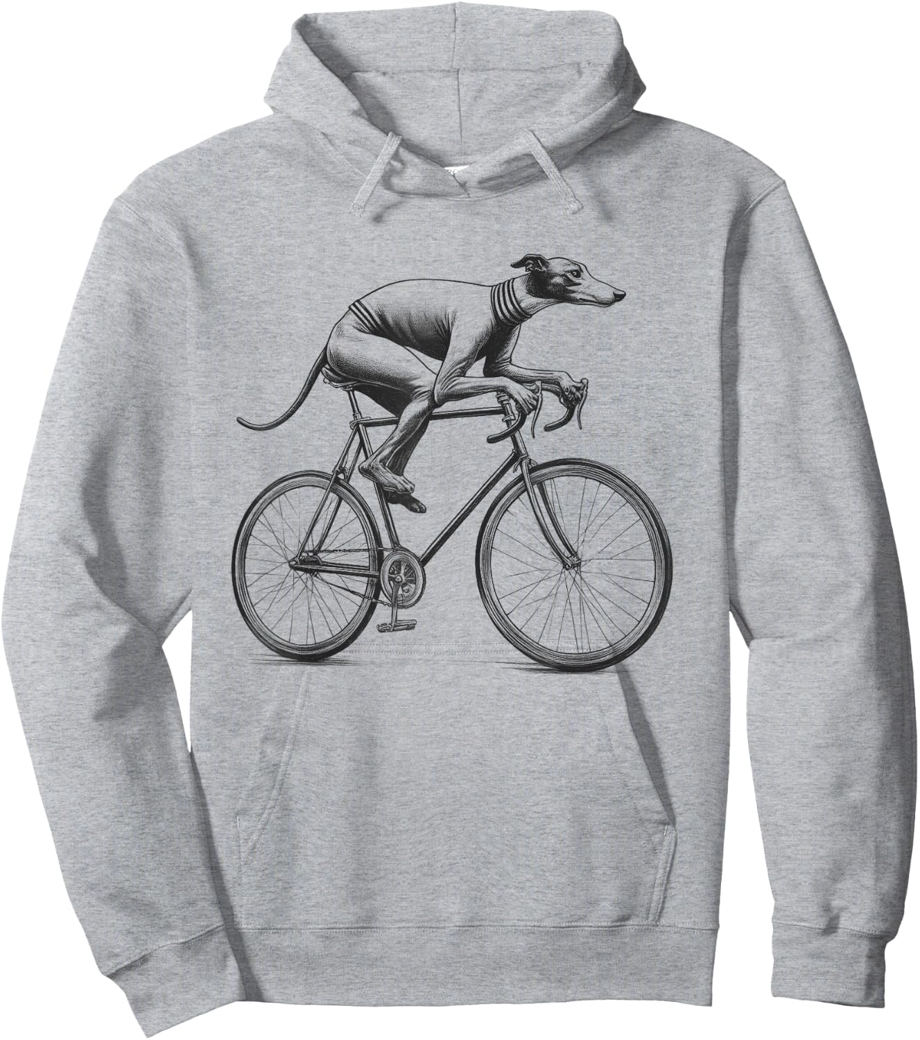 Italian Greyhound Dog Riding a Bike Bicycle Biker Cycling Hoodie - Hoodie | Ash