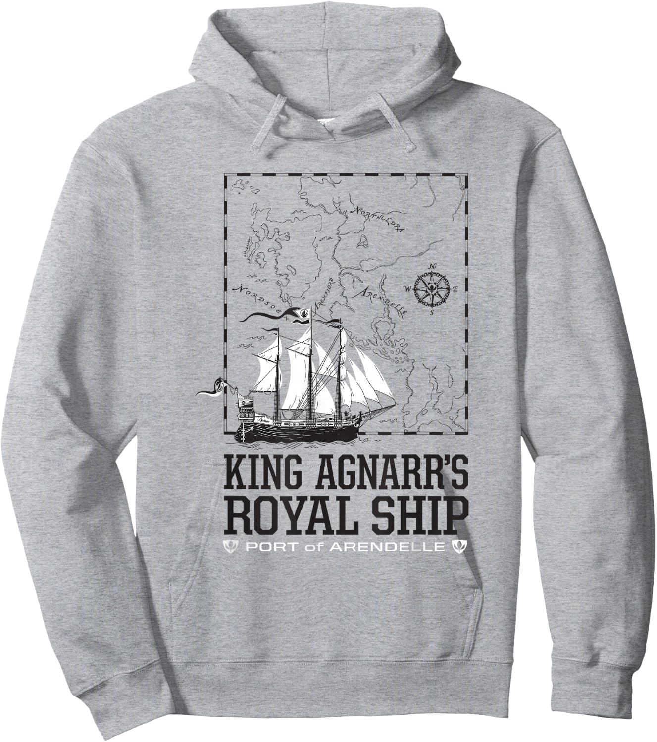 Disney Frozen King Agnarr's Royal Ship Port Of Arendelle Map Hoodie - Hoodie | Ash