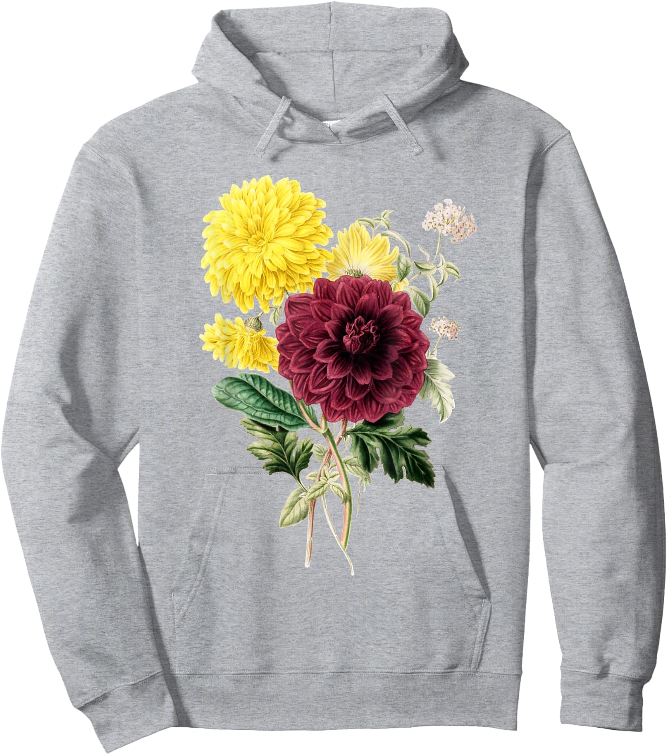 Dahlia Botanical Plant Bee Flower Annual Garden Hoodie - Hoodie | Ash