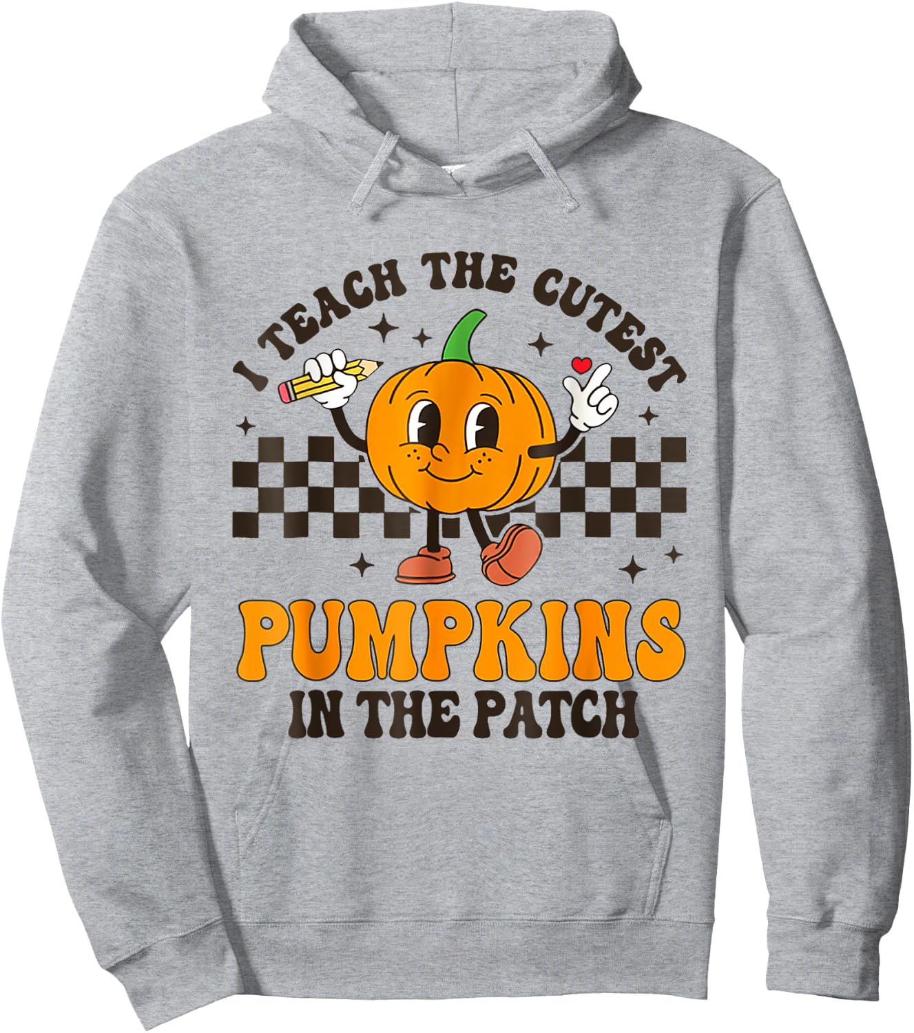 I Teach The Cutest Pumpkins In The Patch Groovy Teacher Fall Hoodie - Hoodie | Ash