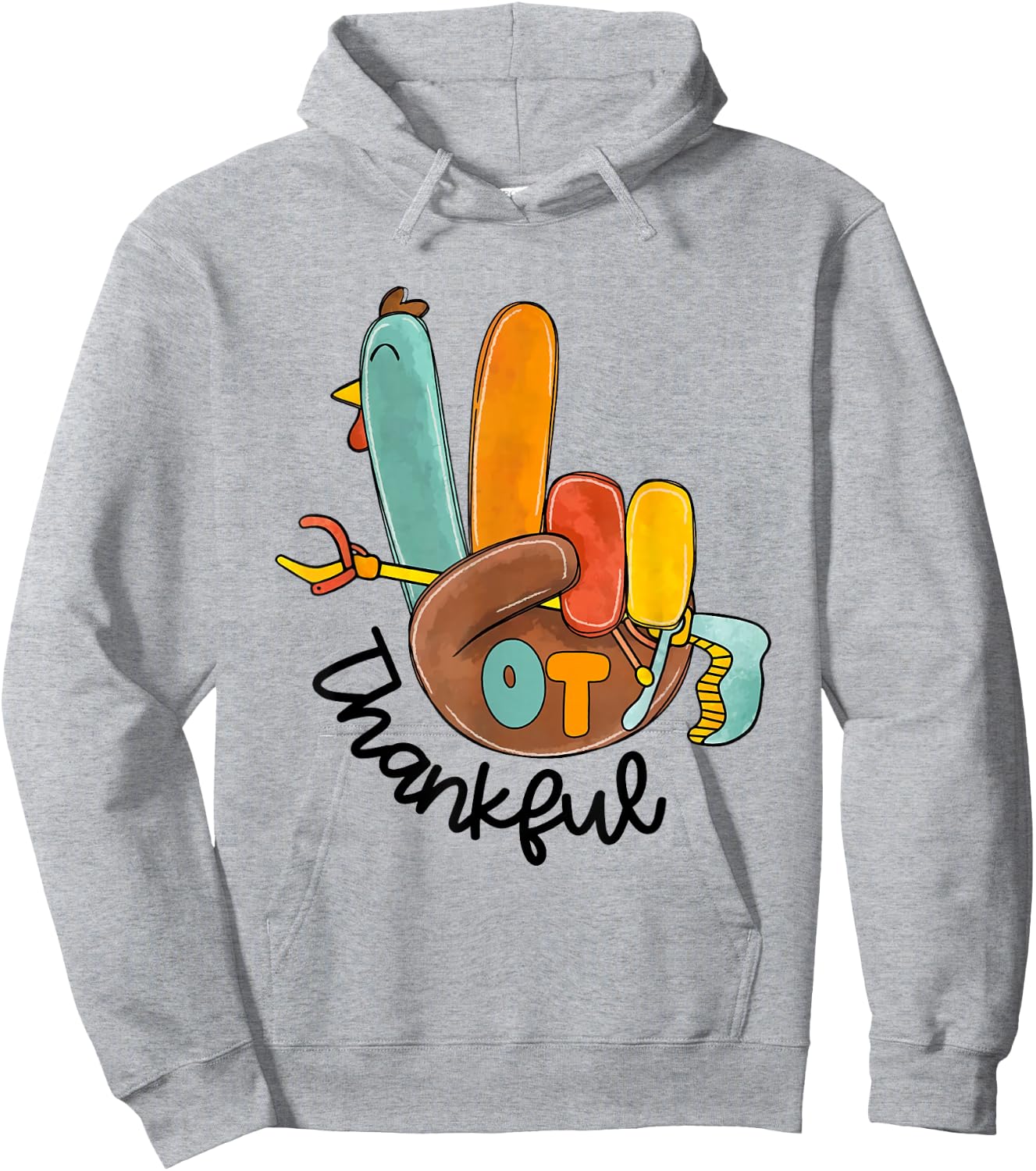 Vintage OT Thanksful Occupational Therapy Thanksgiving Fall Hoodie - Hoodie | Ash