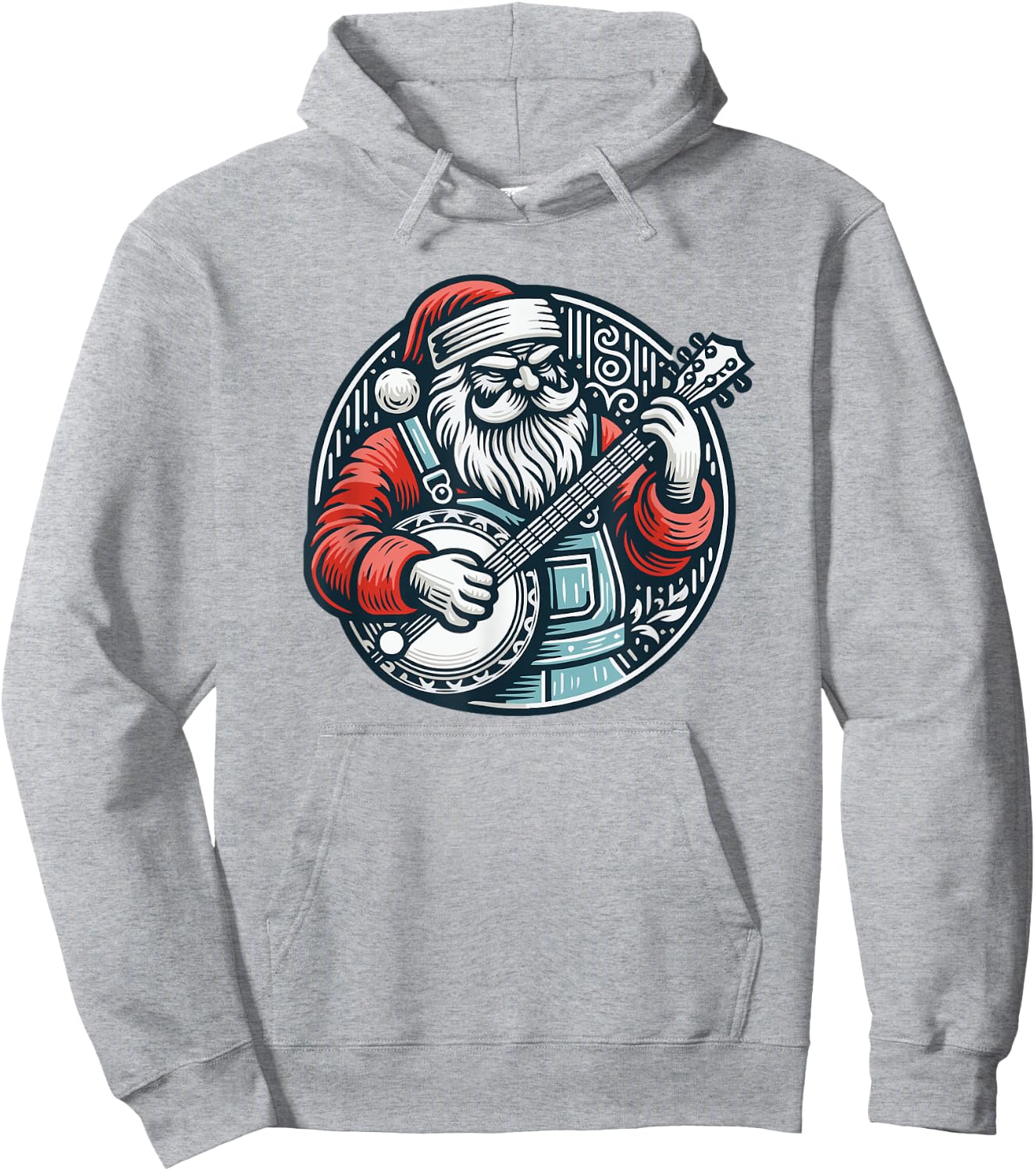 Banjo Santa Bluegrass County Santa Claus With Overalls Hoodie - Hoodie | Ash