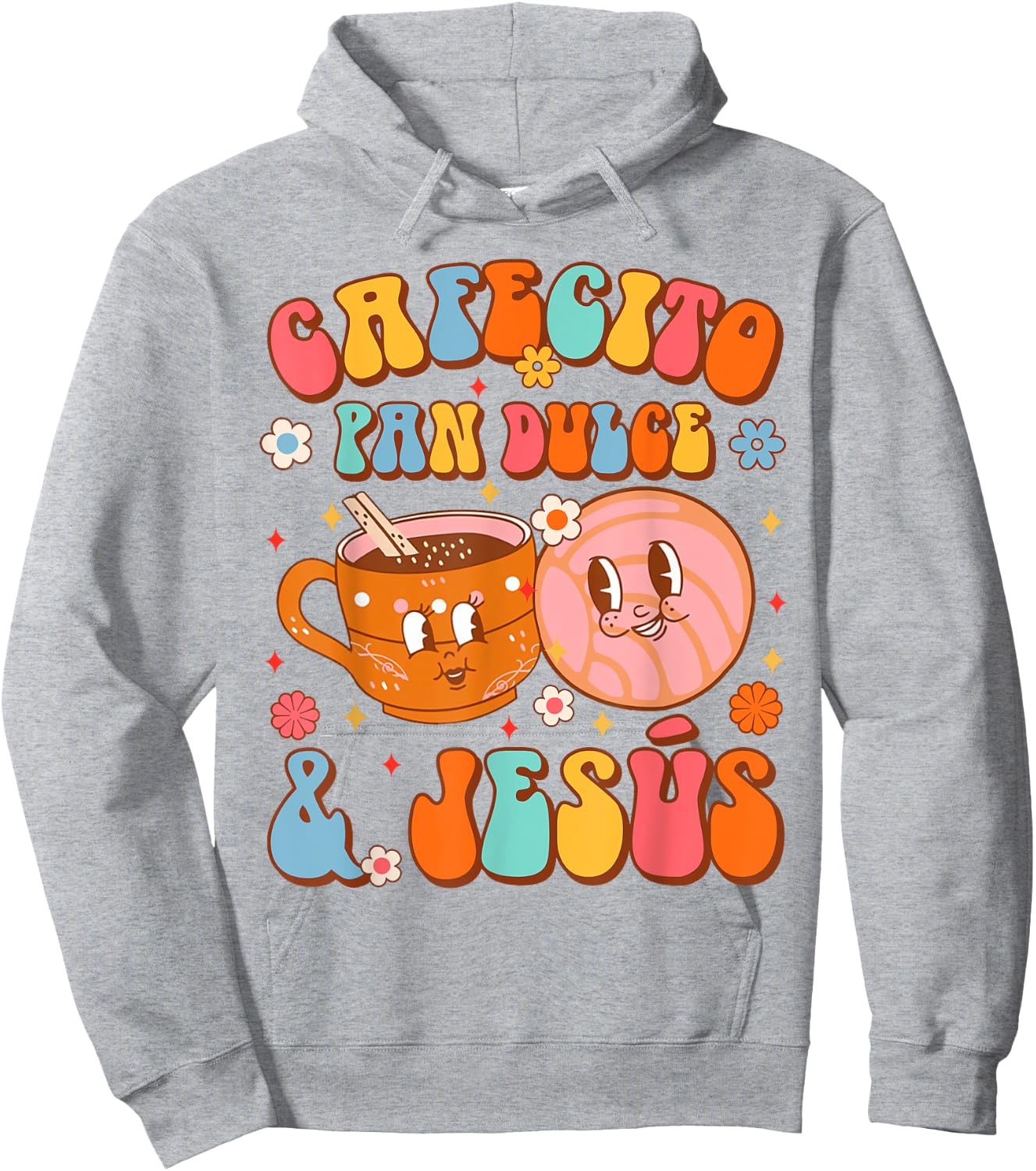 Pan Dulce Lover Coffee Mexican Cafecito Pan Dulce & Jesus Hoodie - Hoodie | Ash