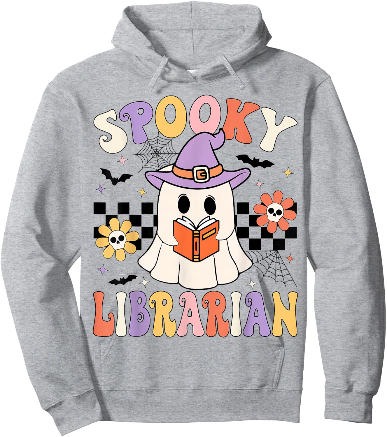 Groovy Spooky Librarian Halloween Library ghost Librarian Hoodie - Hoodie | Ash